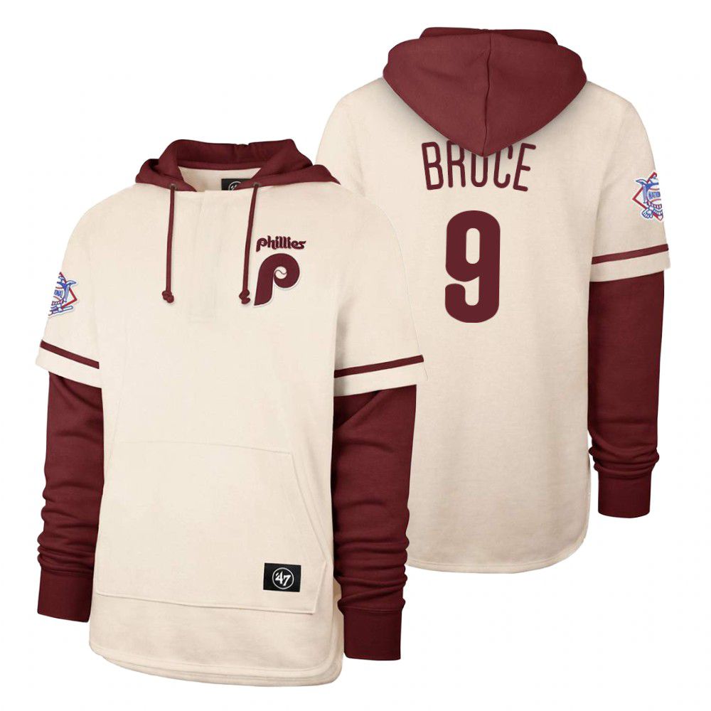 Men Philadelphia Phillies #9 Broce Cream 2021 Pullover Hoodie MLB Jersey